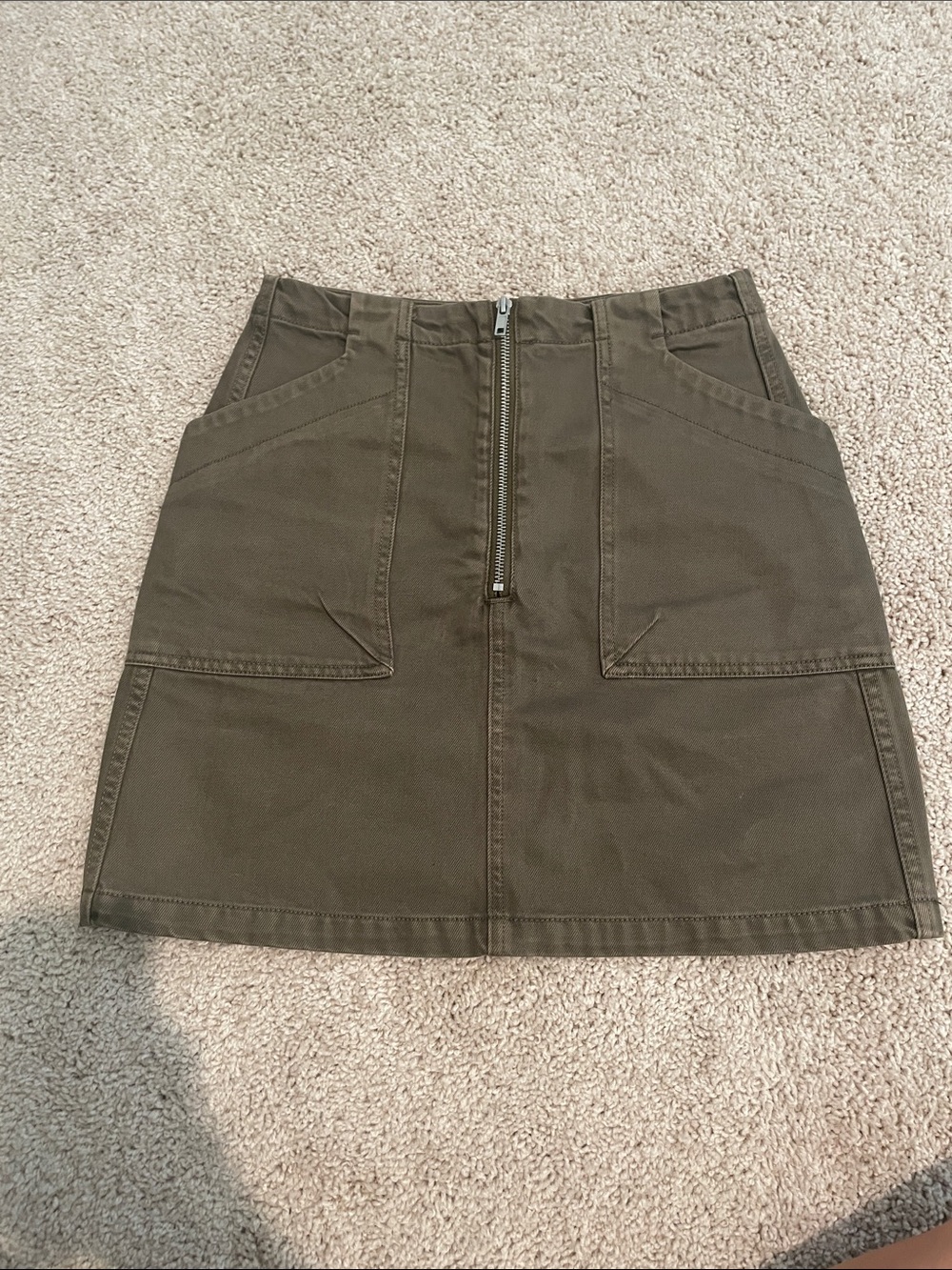 ASOS Brand WEEKDAY Olive Utility Zip-Front Mini Skirt
